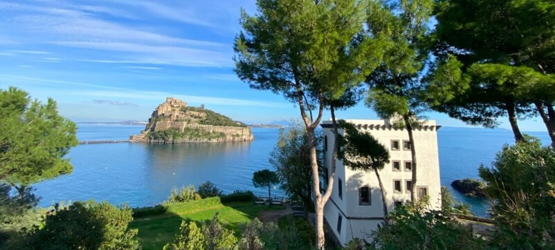 Castello Aragonese and Torre Guevara in Ischia in May