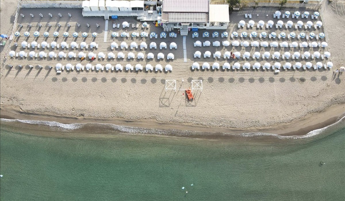 Fruit Village Coral Beach - Fruit Village Coral Beach Resort details private beach view from drone
