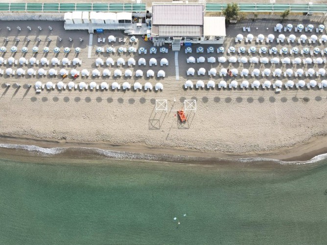 Fruit Village Coral Beach - Fruit Village Coral Beach Resort details private beach view from drone