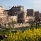 The walls of Constantinople, or Byzantine walls, are one of the most imposing defensive structures ever built. They extend for about 22 km and include three lines of fortifications, with towers, monumental gates, and moats.