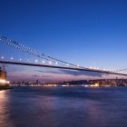 Euroasia bridge at night on the bosphorus