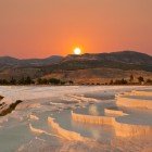 Natural travertine pools and terraces, Pamukkale, Turke