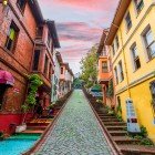 Typical houses in the Balat neighborhood in Istanbul.