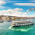 Turkish boats equipped for beautiful excursions along the Bosphorus Strait, which connects the Black Sea to the Sea of Marmara
