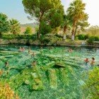 Bathing in the natural thermal pools of Hierapolis in Turkey