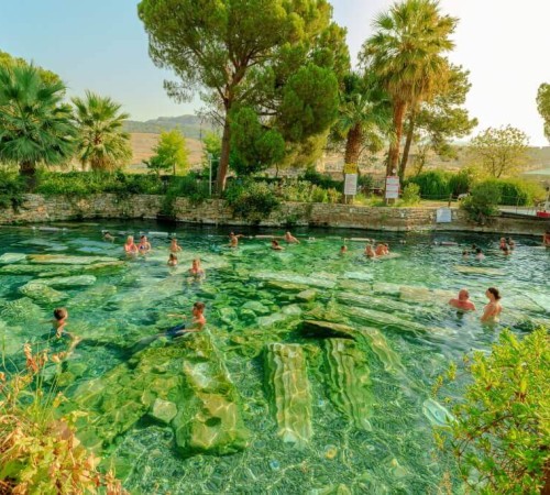 Cleopatra's thermal baths in Hierapolis, Denizli Province, Turkey