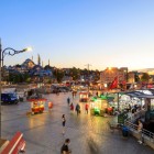 The Eminönü district with its characteristic fish market, where you can taste a balık ekmek (literally "fish sandwich") with freshly grilled mackerel, salad, onion, and lemon