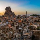 Natural rock castle and town of Ortahisar in Cappadocia, Turkey