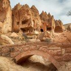 Partial view of the Zelve Valley National Park in Nevsehir, Cappadocia