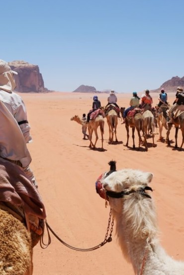 Camel ride in the Wadi Rum desert in Jordan