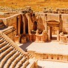 Details of the Roman Theater in the archaeological site of Jerash in Jordan