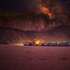Milky Way over Bedouin camp in Wadi Rum desert, Jordan