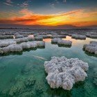 Spectacular sunrise over the Dead Sea