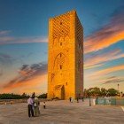 The Hassan Tower, an unfinished 12th-century minaret, stands tall over Rabat at 44 meters, symbol of the Almohad dynasty and a masterpiece of Islamic art.