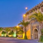 View of the walls (40 km long), 15 meters high, adorned with 9 entrance gates of the Imperial City of Meknes in Morocco
