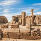 Details of the Temple of Edfu in Egypt, highlighting the hieroglyphs dating back to the 18th Dynasty