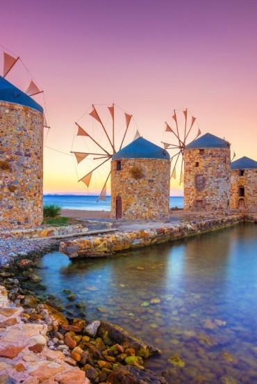 Greek islands Samos and Chios