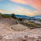 The theater of ancient Halicarnassus in Bodrum, Turkey, is one of the city's most iconic landmarks and a valuable testament to Hellenistic civilization.