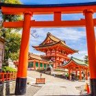The Fushimi Inari Taisha Shrine in Kyoto, dedicated to the god Inari, is famous for its endless red torii gates. A historical and cultural site, symbolizing Japanese spirituality.