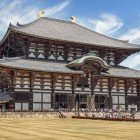 Todai-ji, a historic wooden temple built in 752 in Nara, Japan, is a UNESCO World Heritage Site and houses the Great Buddha, a timeless spiritual and cultural symbol of the country.