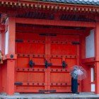 North entrance of Sanjusangen-do Temple, famous for its 1001 golden Buddha statues.