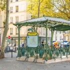 Place des Abbesses, in the heart of Montmartre, is a lively square with the famous Art Nouveau metro station, outdoor cafés, typical shops and a bohemian Parisian vibe.
