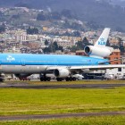 A KLM aircraft is seen taxiing on the runways of Quito’s Mariscal Sucre International Airport, the main gateway of Ecuador.