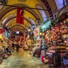The interiors of Istanbul’s Grand Bazaar are a vibrant maze of shops, colors, and scents, filled with spices, fabrics, jewelry, and traditional crafts.