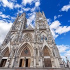 The Gothic façade of Quito’s Cathedral enchants with its soaring towers, carved details, and majestic architecture rising above the historic heart of Ecuador’s capital.