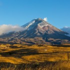 Cotopaxi Volcano, one of the world’s highest active peaks, rises with its snow-capped summit over the Andes, a breathtaking natural symbol of Ecuador.