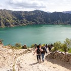 Lake Quilotoa lies in the caldera of the volcano of the same name. A hiking trail leads tourists down to its emerald waters in Ecuador’s Cotopaxi Province.