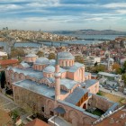 Aerial view of Istanbul with the Zeyrek Mosque, the former Church of Christ Pantocrator, overlooking the urban landscape rich in history and culture.