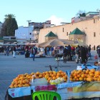 Fresh orange juice stands in Hédim Square: authentic and refreshing flavor, perfect to cool down while exploring the heart of Meknes.