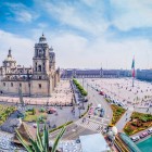 Aerial view of the Zócalo, Mexico City’s main square, the vibrant heart of the capital where history, culture, and daily life blend into a unique setting.