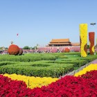 The flowered gardens of Tian’anmen Square - a harmony of colors and symmetry that frame the historical grandeur of Beijing’s monumental heart.