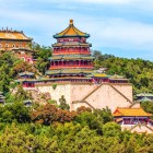 The Summer Palace in Beijing, with its lakes, bridges, and decorated pavilions, is a masterpiece of imperial architecture and Chinese landscape garden design.