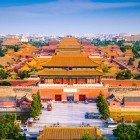 From above, the Forbidden City in Beijing reveals its majesty: 980 imperial buildings enclosed by red walls and golden roofs.