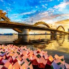 The Dragon Bridge in Da Nang rises over the Han River with its imposing dragon shape, a symbol of strength and prosperity in modern Vietnam.