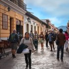 San Cristóbal de las Casas, Mexico - a street in the historic highland town, characterized by vibrant colonial architecture and narrow cobblestone lanes of southern Mexico.