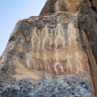 Ancient rock carvings of Gobustan depict human figures and ritual scenes. Unique prehistoric testimonies, symbol of Azerbaijan’s millennia-old history.