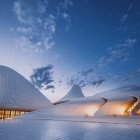 The Heydar Aliyev Center in Baku, designed by Zaha Hadid and opened in 2012, symbolizes modern Azerbaijan with fluid lines and innovative cultural spaces.