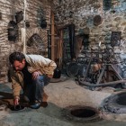 Wine tasting directly from ancient underground vats at Nodari wine cellar in Velistsikhe, near Sighnaghi, Kakheti - authentic heart of Georgia’s historic winemaking tradition.