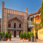 The entrance building of Tbilisi’s Sulfur Baths captivates with oriental mosaics, decorated arches and vibrant colors, a historic symbol of Abanotubani.