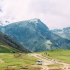 Ascent by 4x4 minivan through alpine meadows and mountain trails to the Gergeti Trinity Church, with spectacular views of Mount Kazbek and the peaks of the Greater Caucasus.