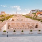Yerevan Cascade stairway in the morning, an iconic Armenian landmark with panoramic city views, blending art, architecture and one of the top tourist attractions.