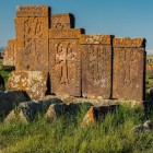 The medieval cemetery of Noratus, near Lake Sevan, is the largest site of khachkars-engraved commemorative stones unique to Armenian art-located in central Armenia.
