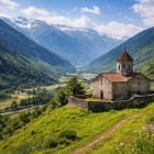 Lenjeri Church nestled among the mountains and valleys of Svaneti. An authentic place where pristine nature, silence and tradition create a unique atmosphere.