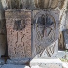 Ancient carved crosses in the Akhtala Monastery complex in Armenia testify to deep medieval spirituality, with refined stone details.