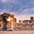 Zvartnots, near Echmiadzin in Armenia, is a UNESCO archaeological site with ruins of the cathedral, royal palace and other historic religious buildings