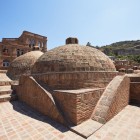 The distinctive brick domes of the Sulfur Baths of Tbilisi rise from the historic Abanotubani district, symbol of the Georgian capital’s ancient thermal tradition.